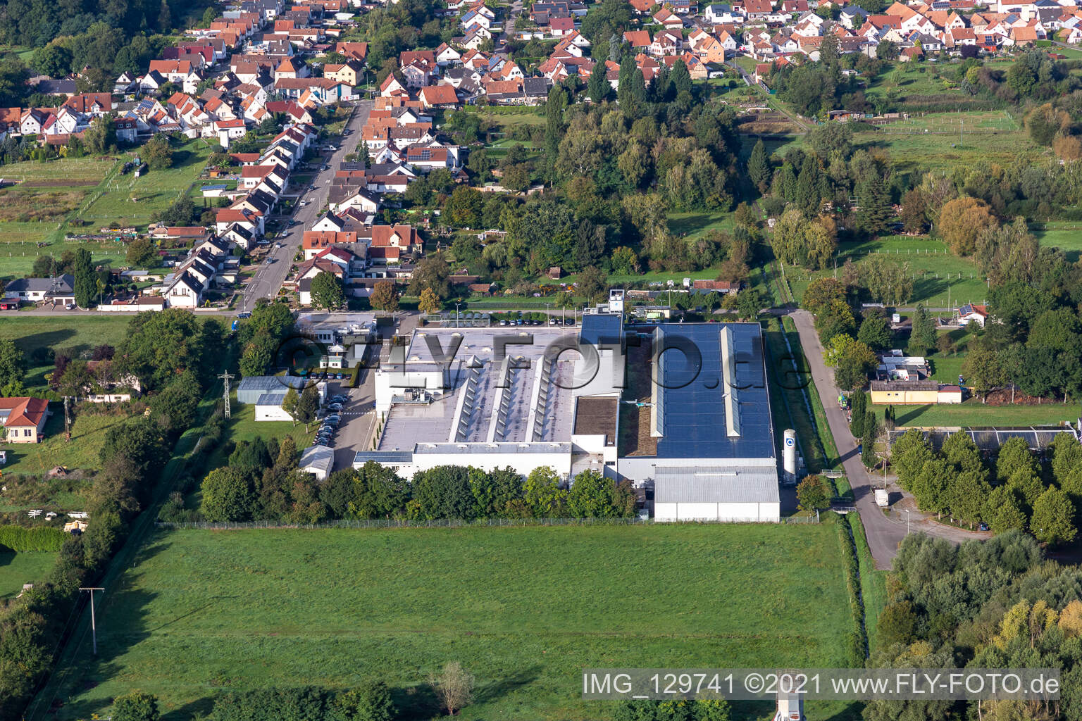 Drone recording of Webasto Mechatronics in the district Schaidt in Wörth am Rhein in the state Rhineland-Palatinate, Germany