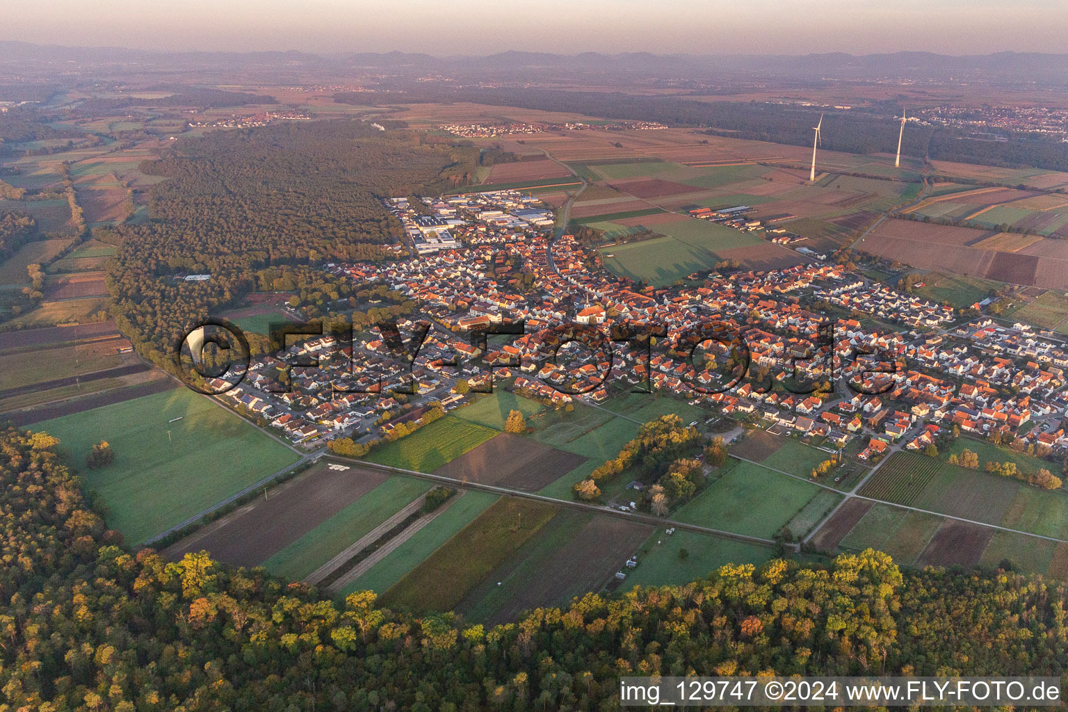 Oblique view of Hatzenbühl in the state Rhineland-Palatinate, Germany