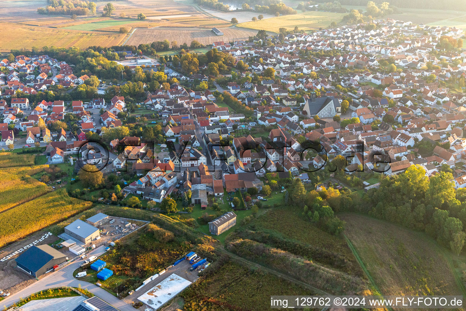 Oblique view of Leimersheim in the state Rhineland-Palatinate, Germany