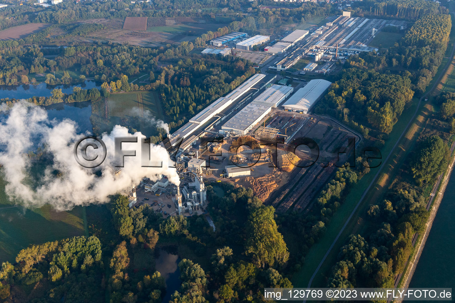 Aerial photograpy of Nolte wood material in Germersheim in the state Rhineland-Palatinate, Germany