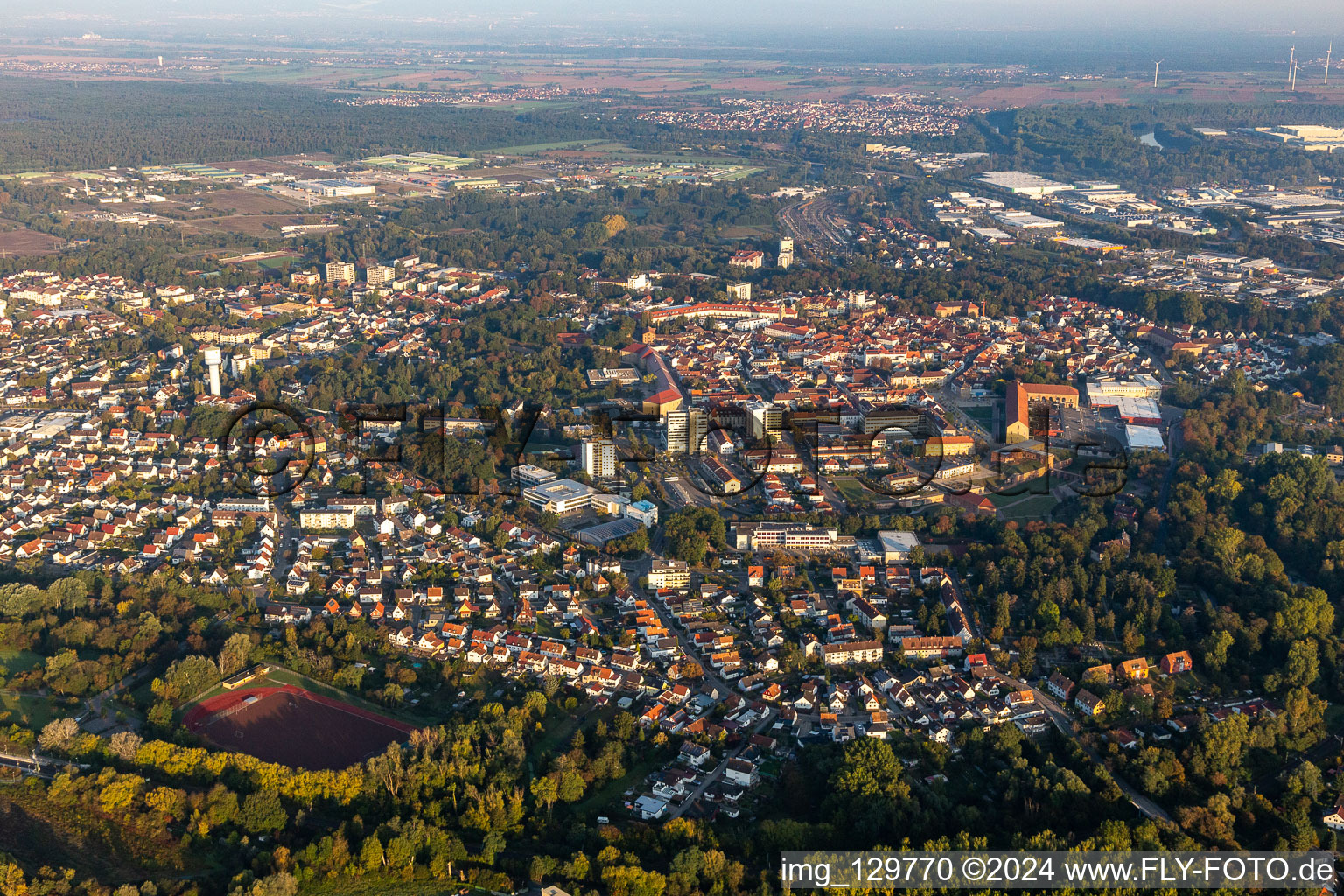 Aerial photograpy of Germersheim in the state Rhineland-Palatinate, Germany