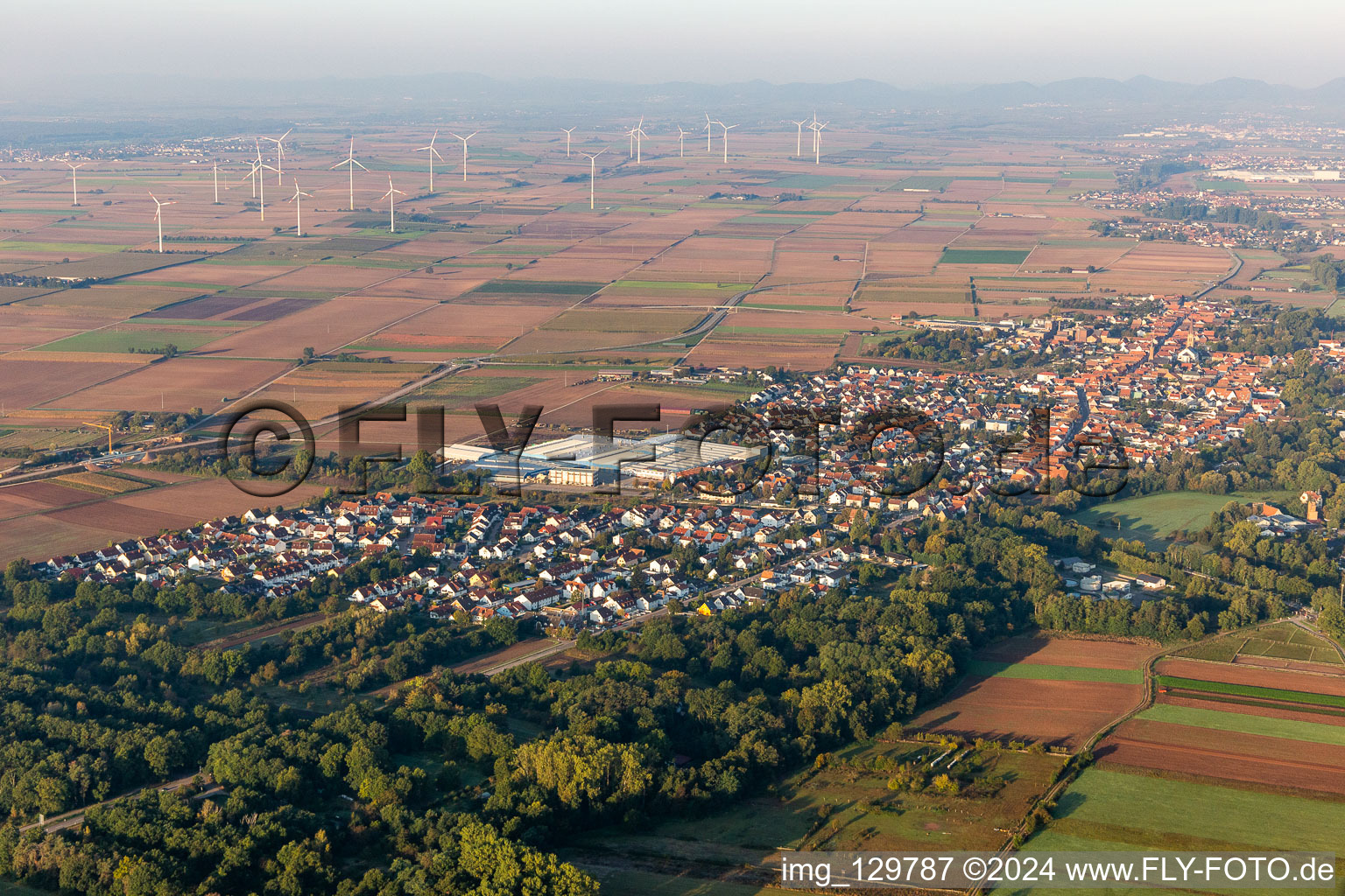 Bellheim in the state Rhineland-Palatinate, Germany from a drone