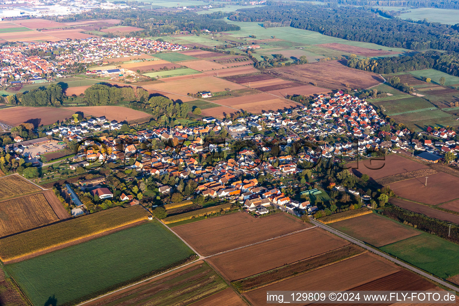 Knittelsheim in the state Rhineland-Palatinate, Germany out of the air