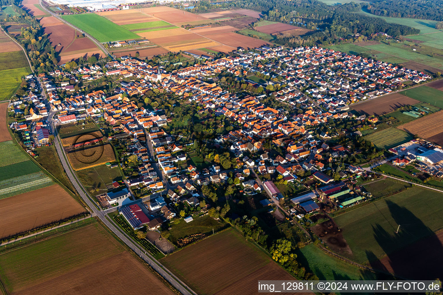 Aerial photograpy of Ottersheim bei Landau in the state Rhineland-Palatinate, Germany