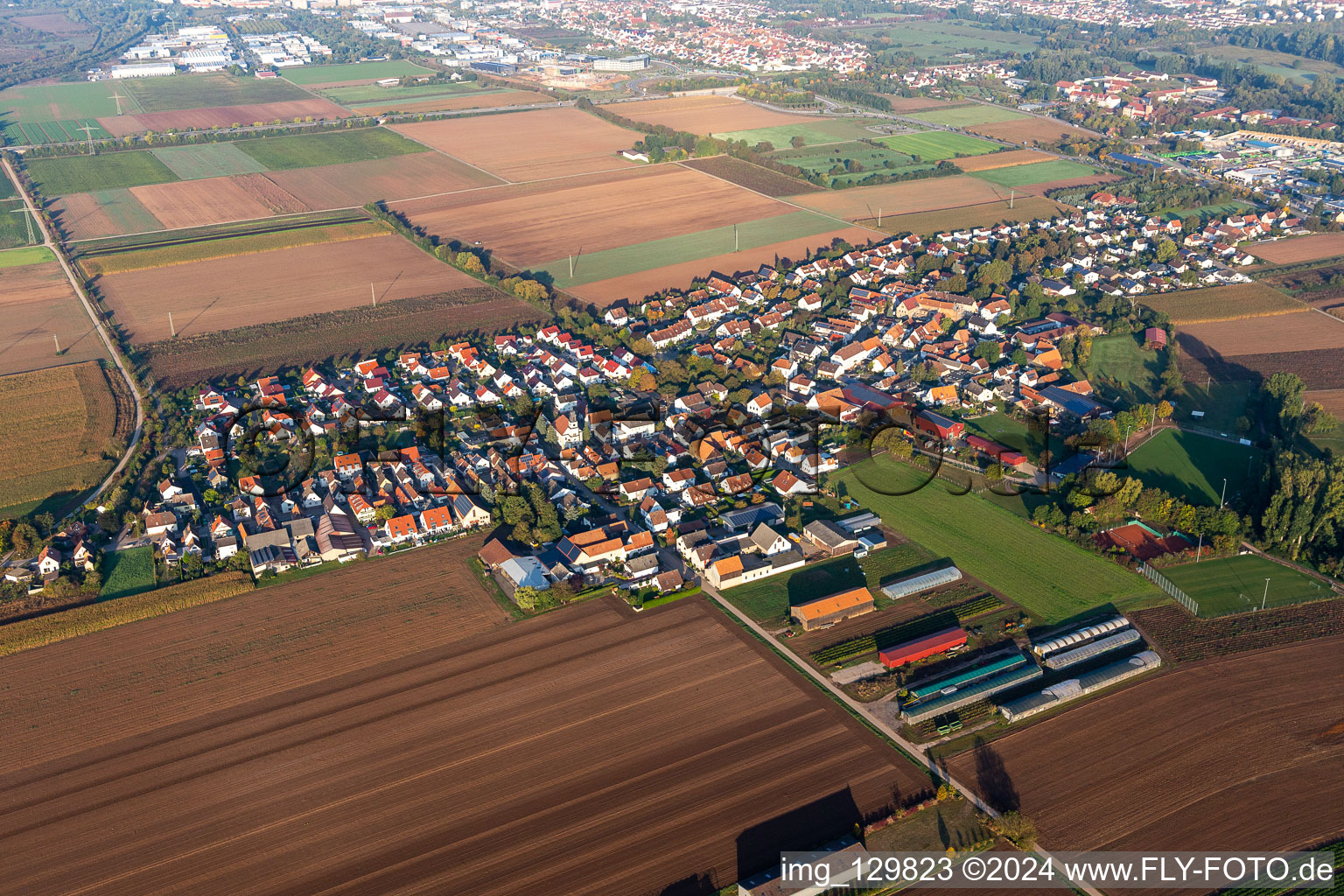 District Mörlheim in Landau in der Pfalz in the state Rhineland-Palatinate, Germany viewn from the air