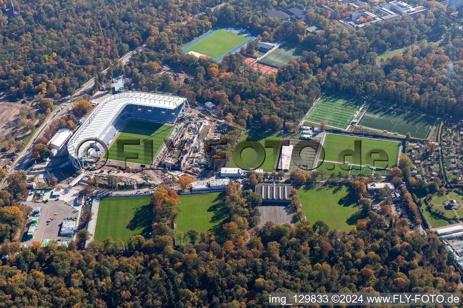 Aerial view of District Innenstadt-Ost in Karlsruhe in the state Baden-Wuerttemberg, Germany