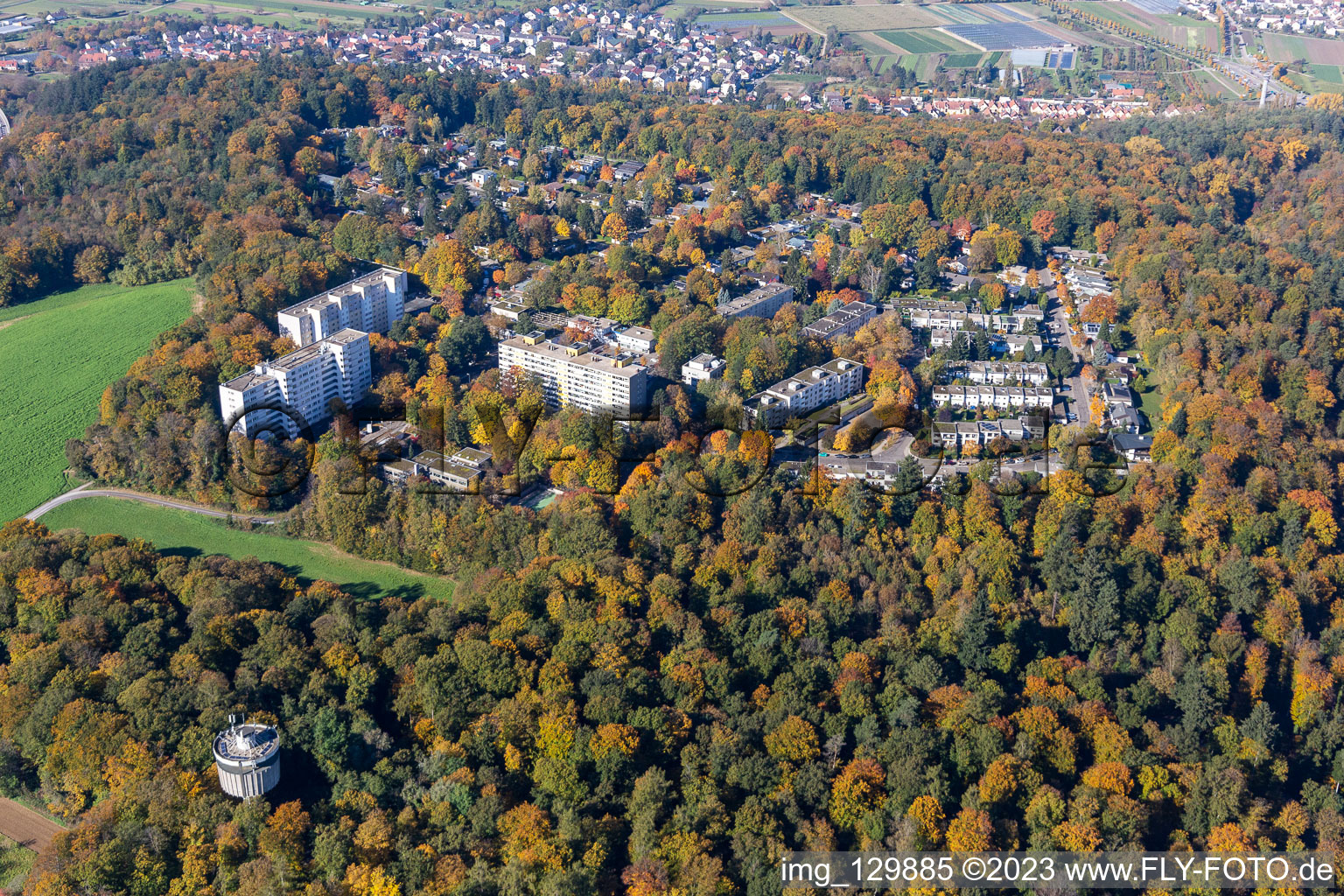 Mountain forest settlement in the district Durlach in Karlsruhe in the state Baden-Wuerttemberg, Germany