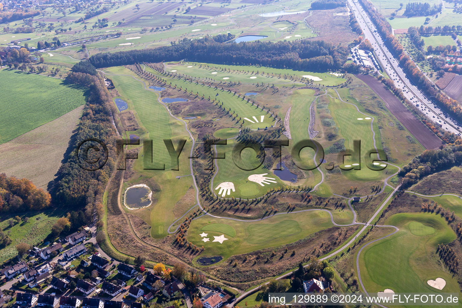 Aerial photograpy of Grounds of the Golf course at Golfpark Karlsruhe GOLF absolute in Karlsruhe in the state Baden-Wuerttemberg, Germany