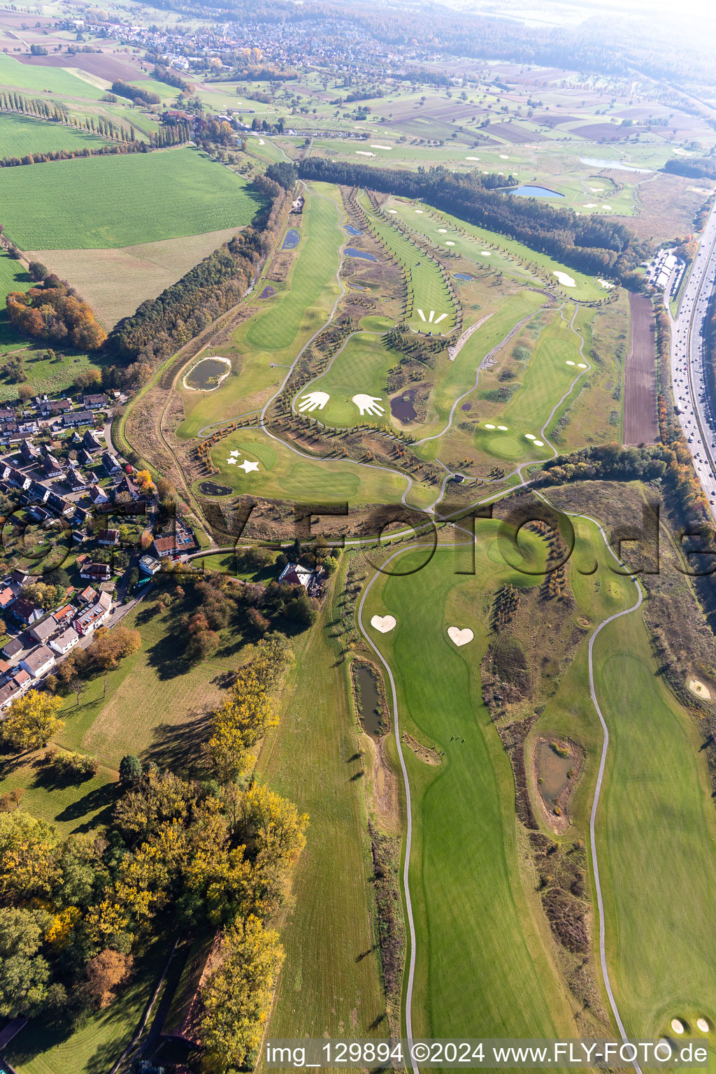 Grounds of the Golf course at Golfpark Karlsruhe GOLF absolute in Karlsruhe in the state Baden-Wuerttemberg, Germany out of the air