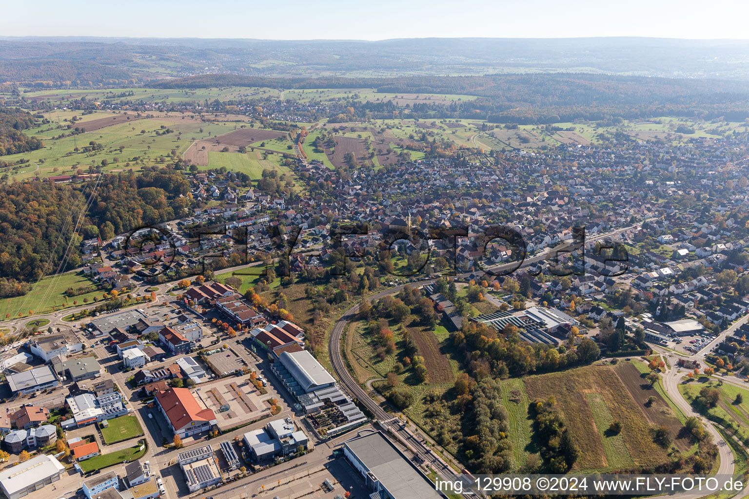 District Langensteinbach in Karlsbad in the state Baden-Wuerttemberg, Germany from above