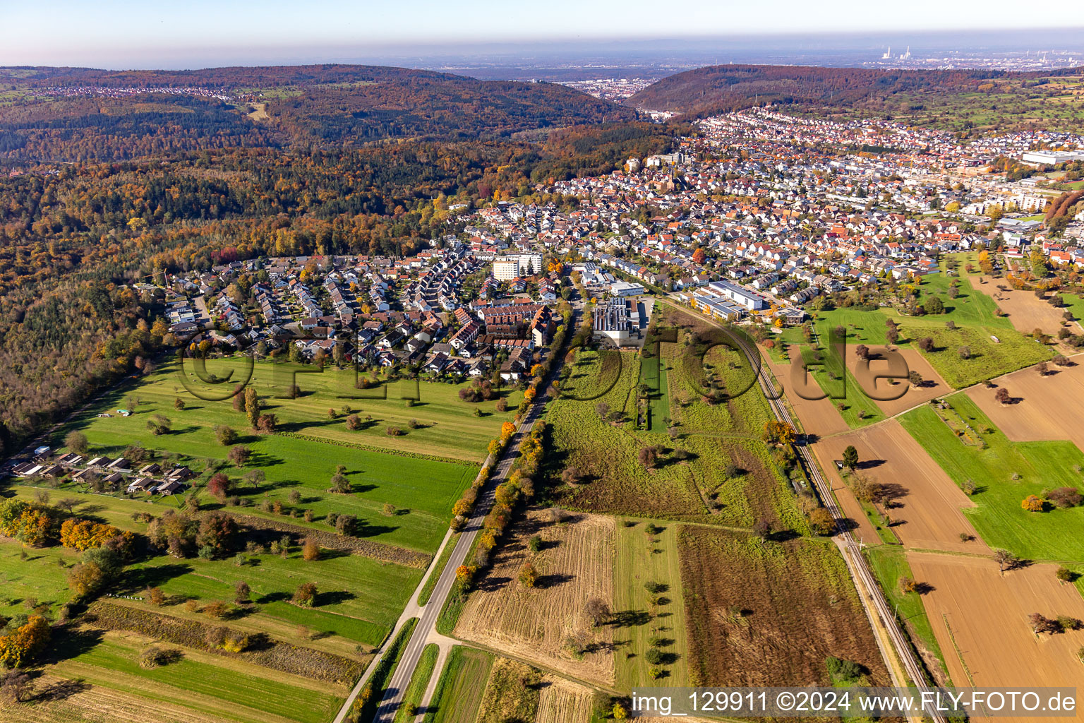 Aerial view of District Reichenbach in Waldbronn in the state Baden-Wuerttemberg, Germany