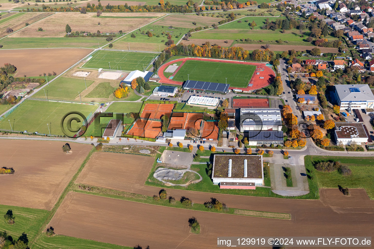 Stadium in the SONOTRONIC Sportpark SV 1899 in the district Langensteinbach in Karlsbad in the state Baden-Wuerttemberg, Germany