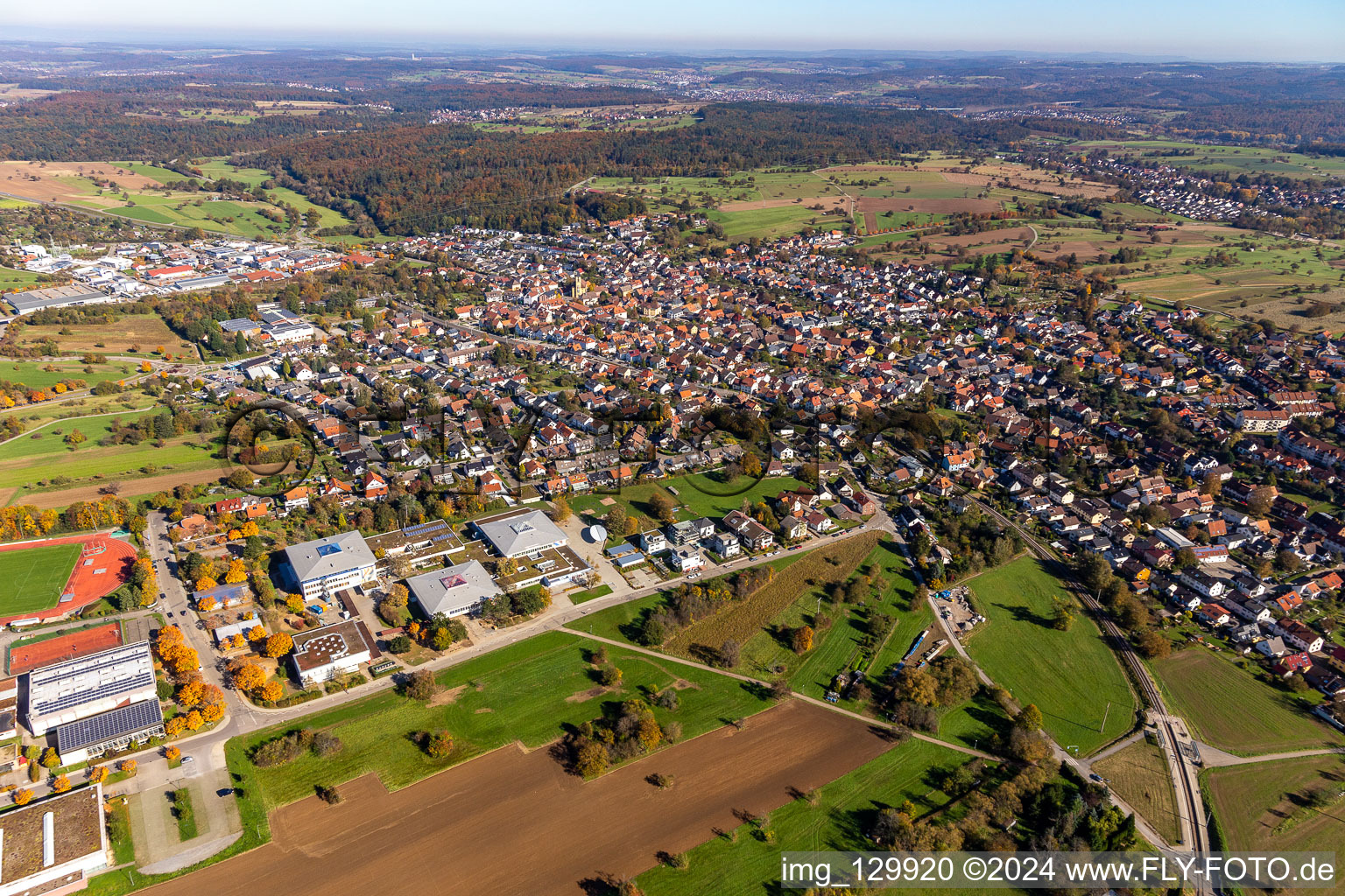 District Langensteinbach in Karlsbad in the state Baden-Wuerttemberg, Germany out of the air