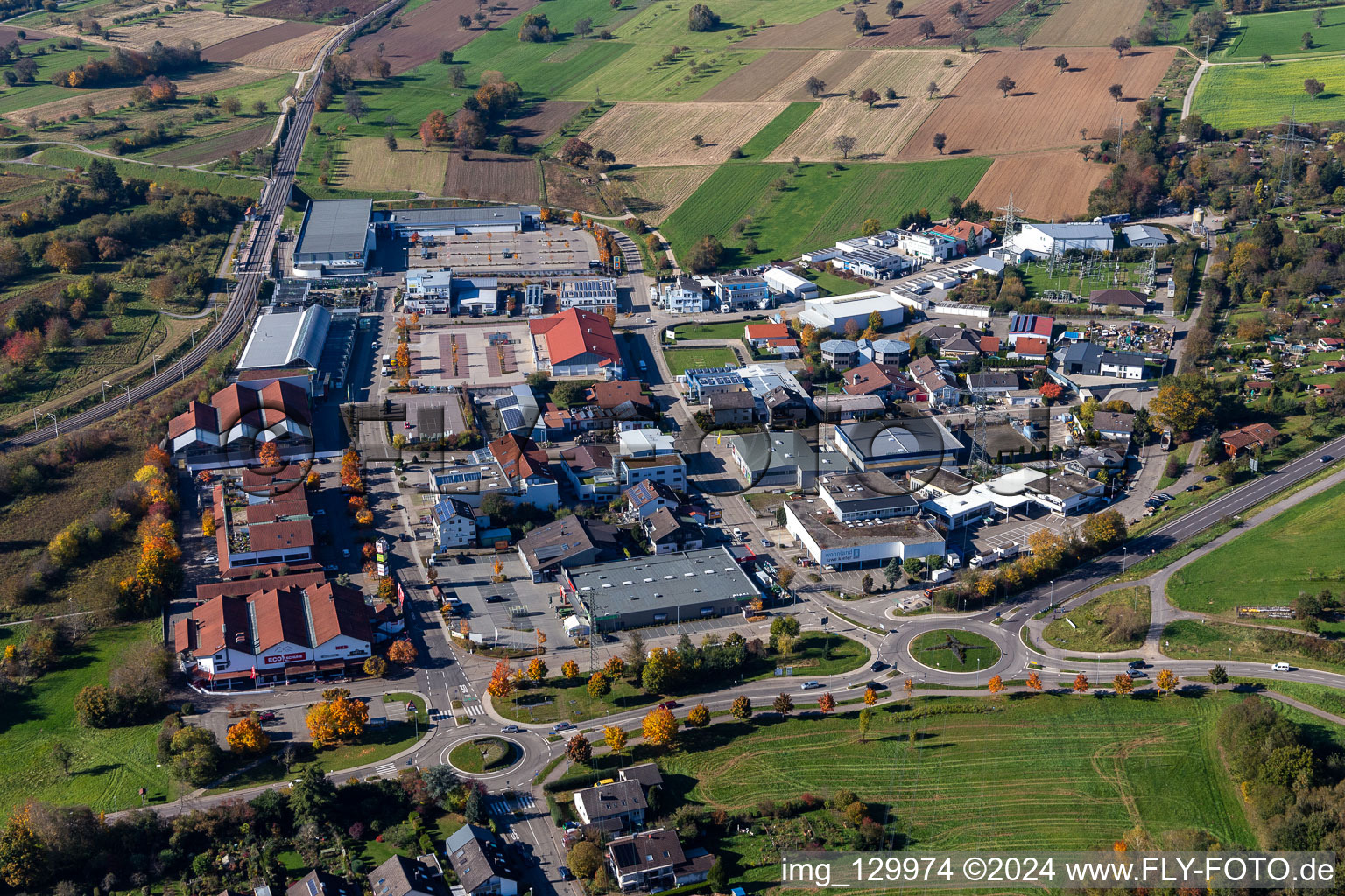 Shopping center in the district Langensteinbach in Karlsbad in the state Baden-Wuerttemberg, Germany