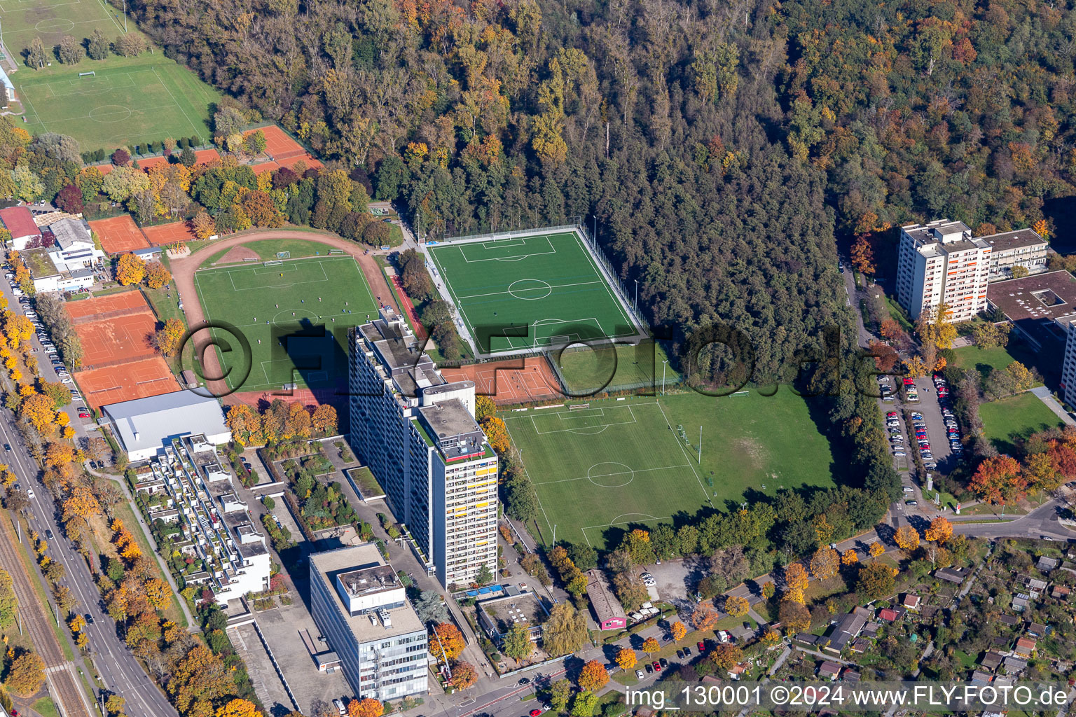 Aerial view of At Rüppurr Castle in the district Weiherfeld-Dammerstock in Karlsruhe in the state Baden-Wuerttemberg, Germany