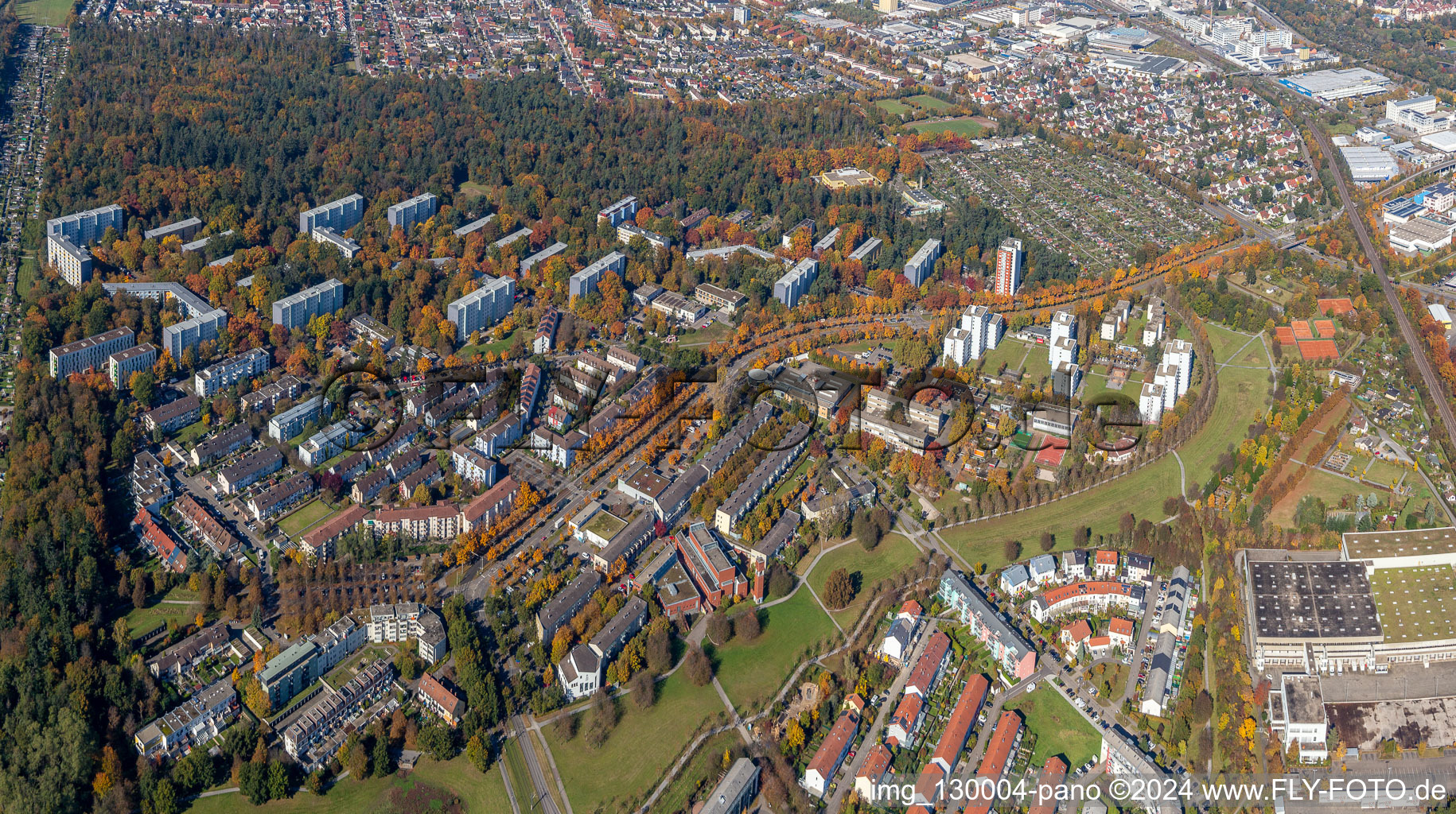 Autumn in the district Oberreut in Karlsruhe in the state Baden-Wuerttemberg, Germany