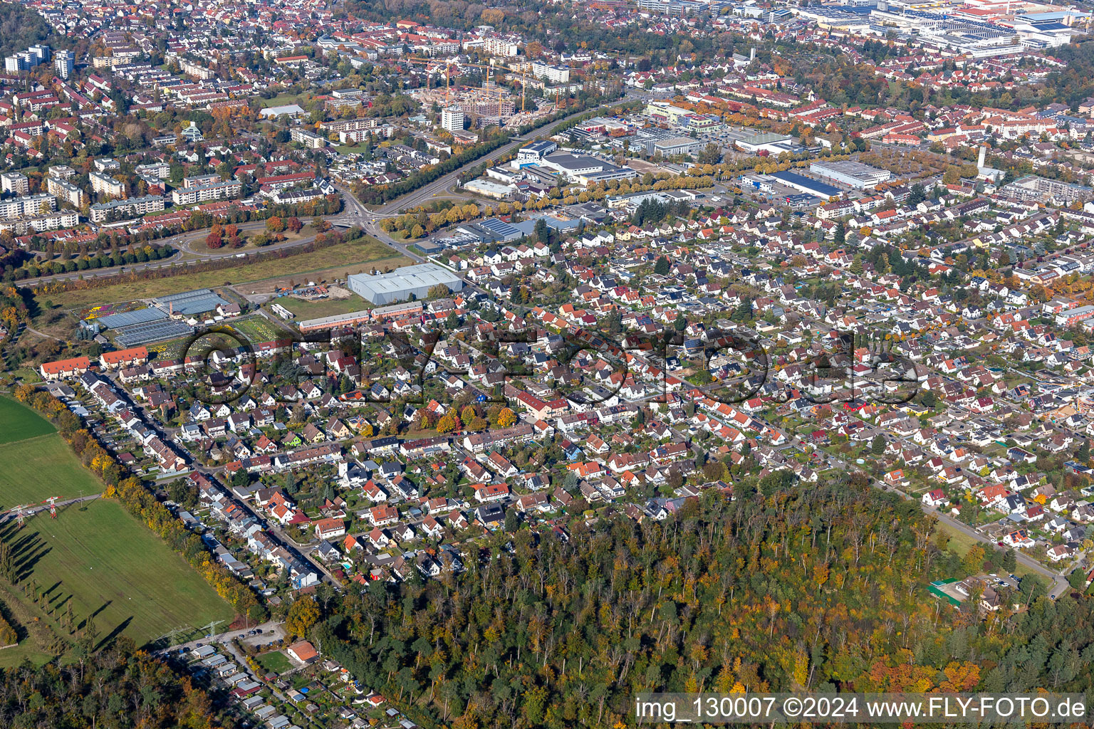 District Grünwinkel in Karlsruhe in the state Baden-Wuerttemberg, Germany out of the air