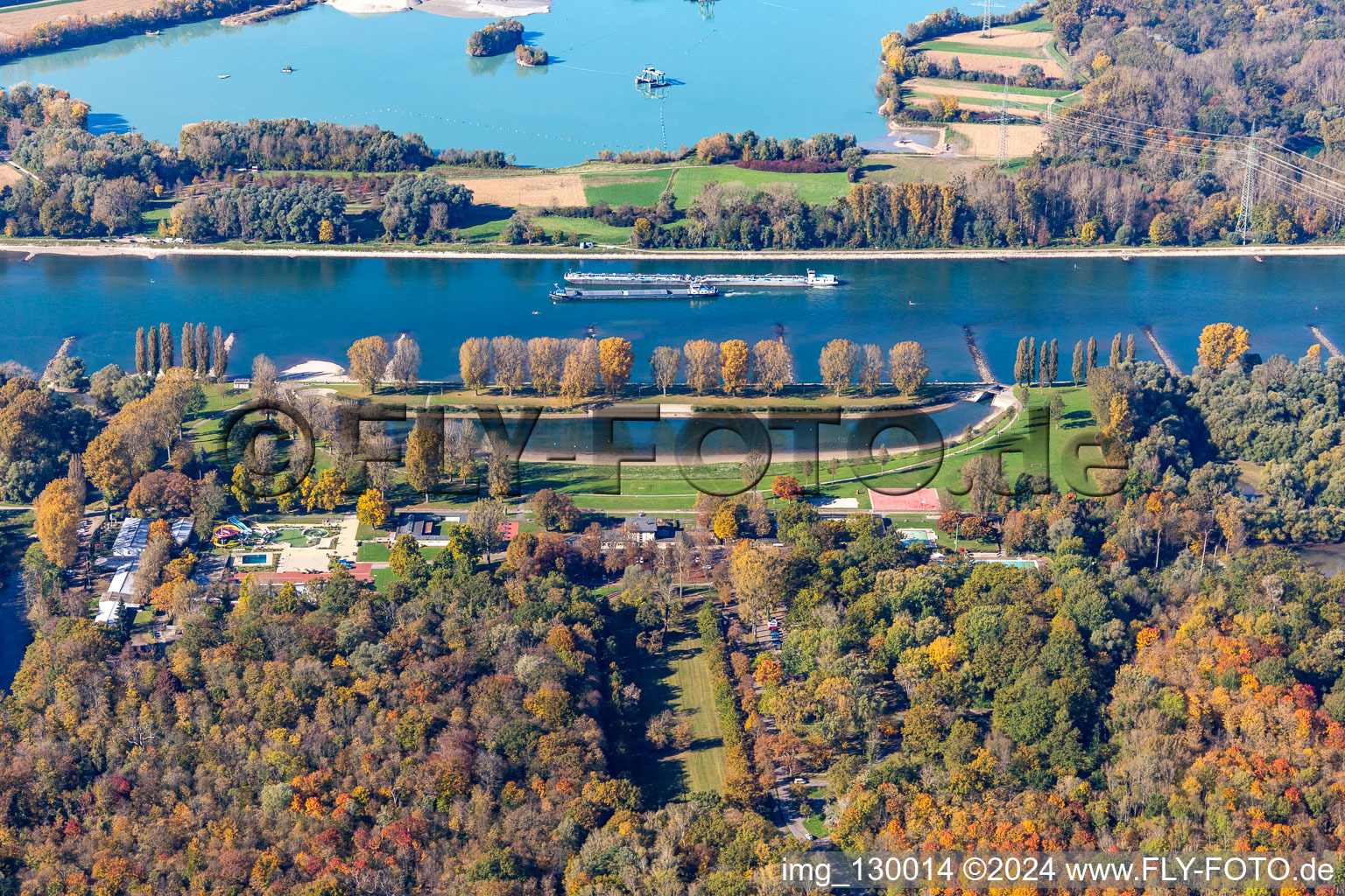 Rhine beach Rappenwörth in the district Daxlanden in Karlsruhe in the state Baden-Wuerttemberg, Germany