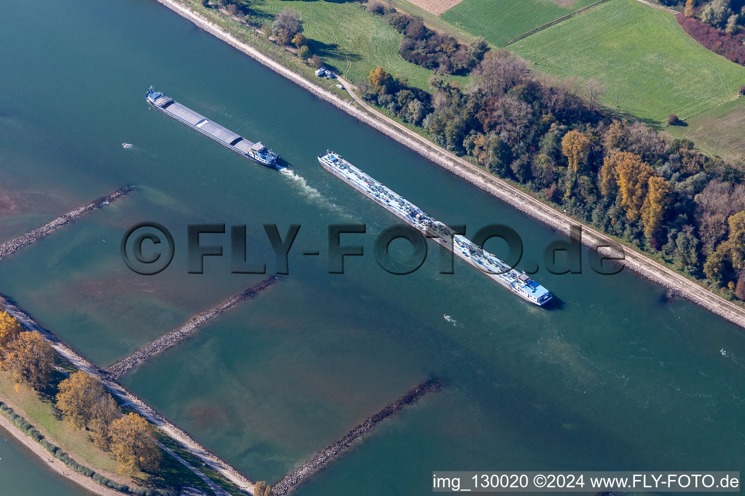 Rhine in the district Daxlanden in Karlsruhe in the state Baden-Wuerttemberg, Germany