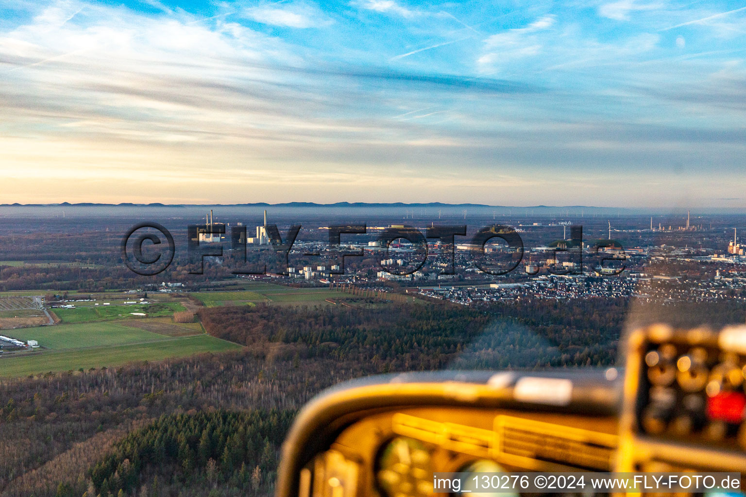 Oblique view of District Daxlanden in Karlsruhe in the state Baden-Wuerttemberg, Germany