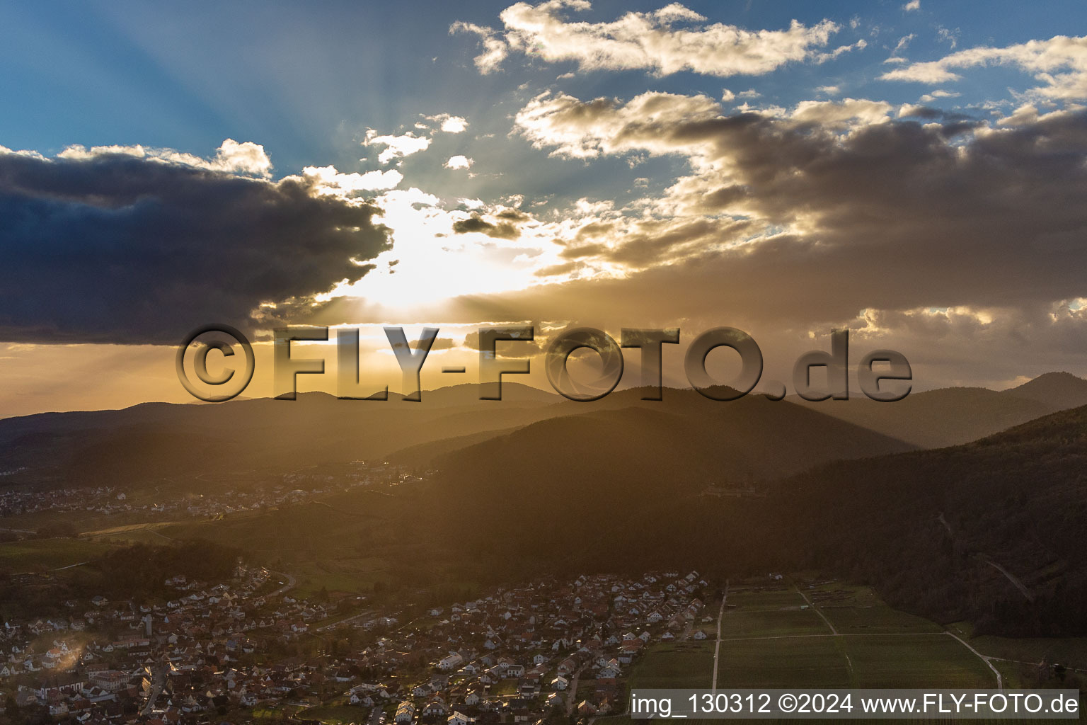 Klingenmünster in the state Rhineland-Palatinate, Germany from a drone