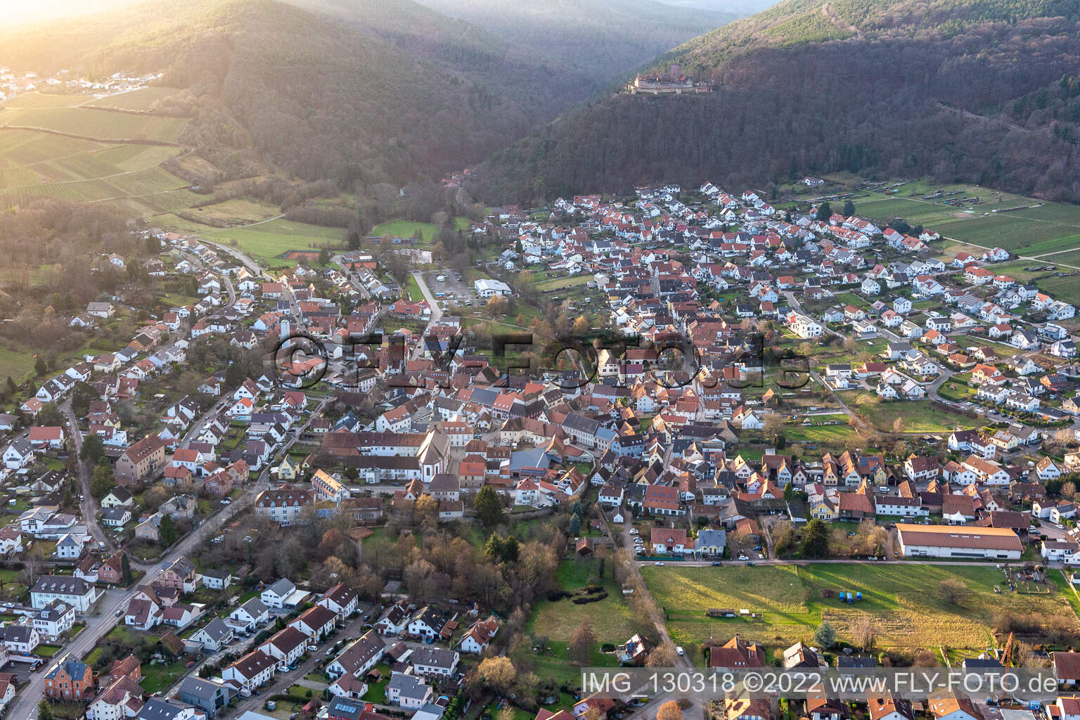 Aerial photograpy of Klingenmünster in the state Rhineland-Palatinate, Germany