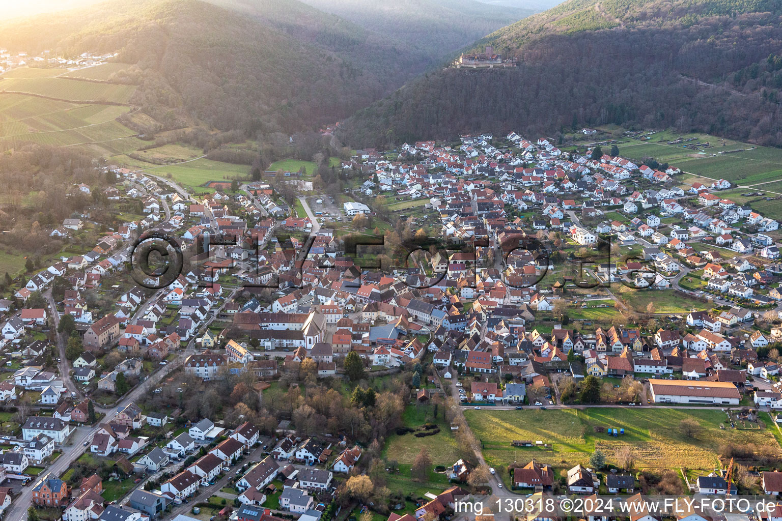 Aerial photograpy of Klingenmünster in the state Rhineland-Palatinate, Germany