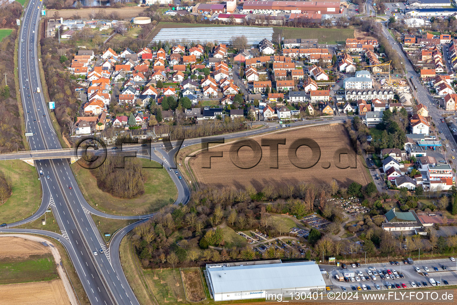 Aerial view of District Dannstadt in Dannstadt-Schauernheim in the state Rhineland-Palatinate, Germany