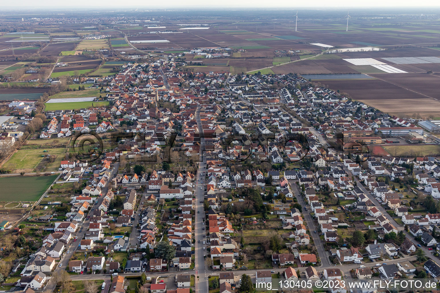 Aerial view of District Dannstadt in Dannstadt-Schauernheim in the state Rhineland-Palatinate, Germany