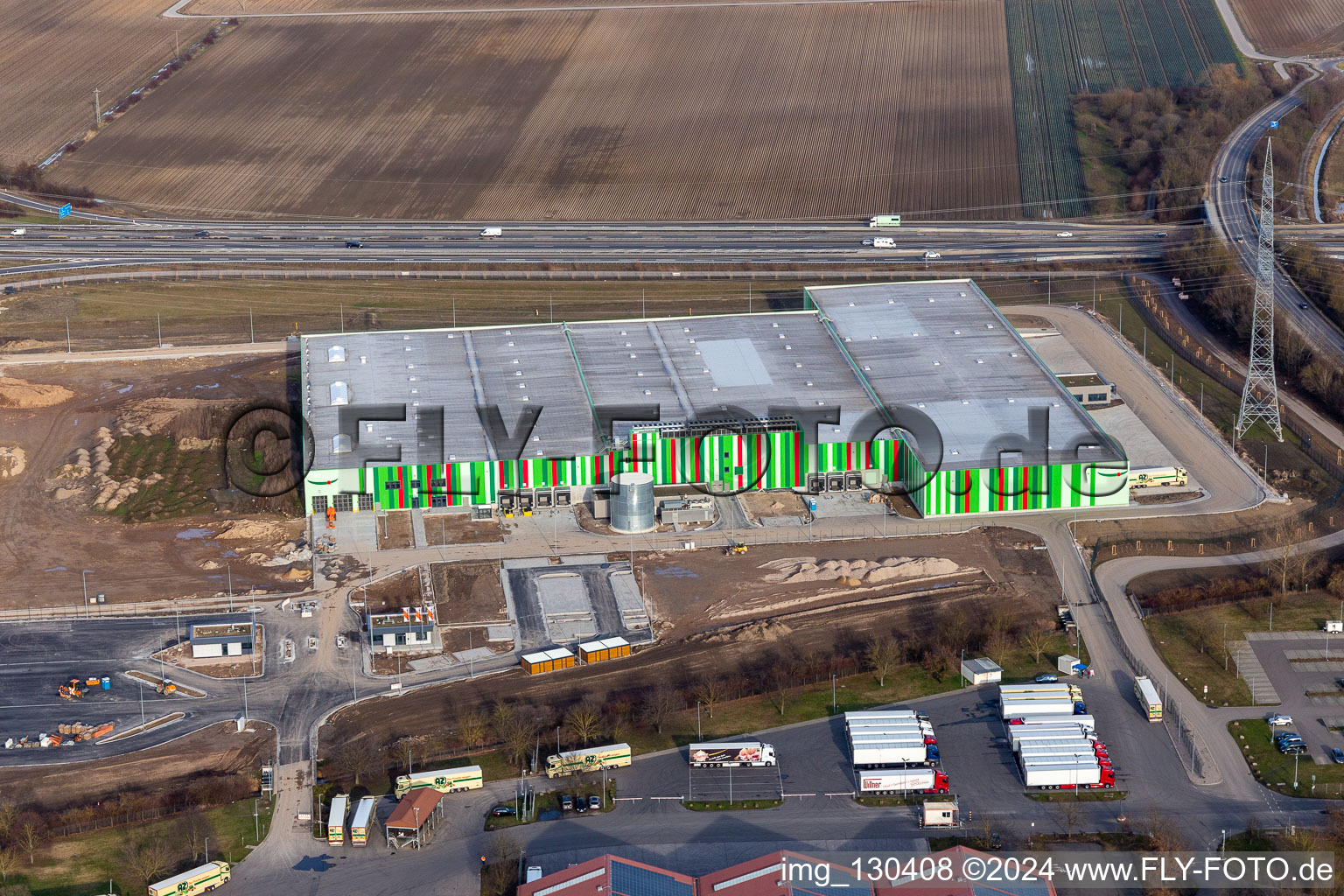 New building of the Pfalzmarkt for fruit and vegetables in Mutterstadt in the state Rhineland-Palatinate, Germany