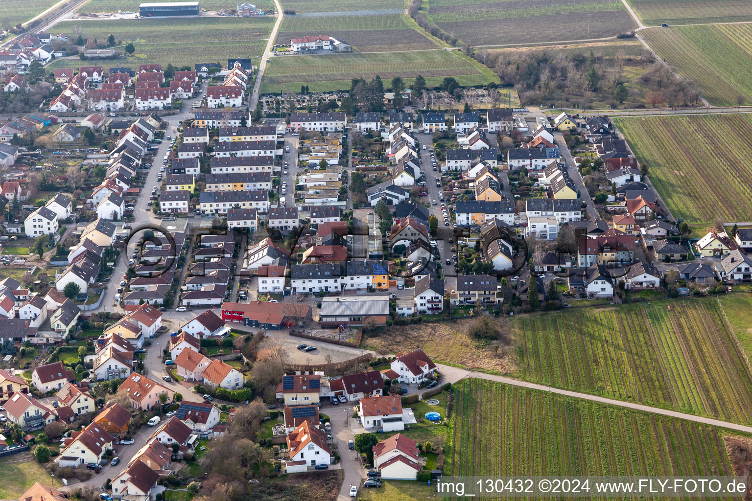 Ellerstadt in the state Rhineland-Palatinate, Germany seen from above