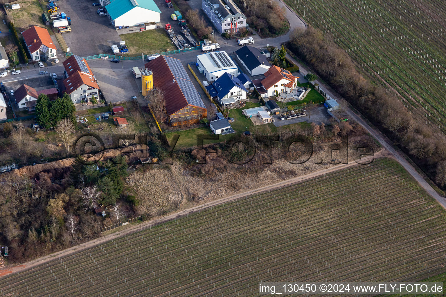 Commercial area in the Nauroth. HWP the furniture makers in Ellerstadt in the state Rhineland-Palatinate, Germany