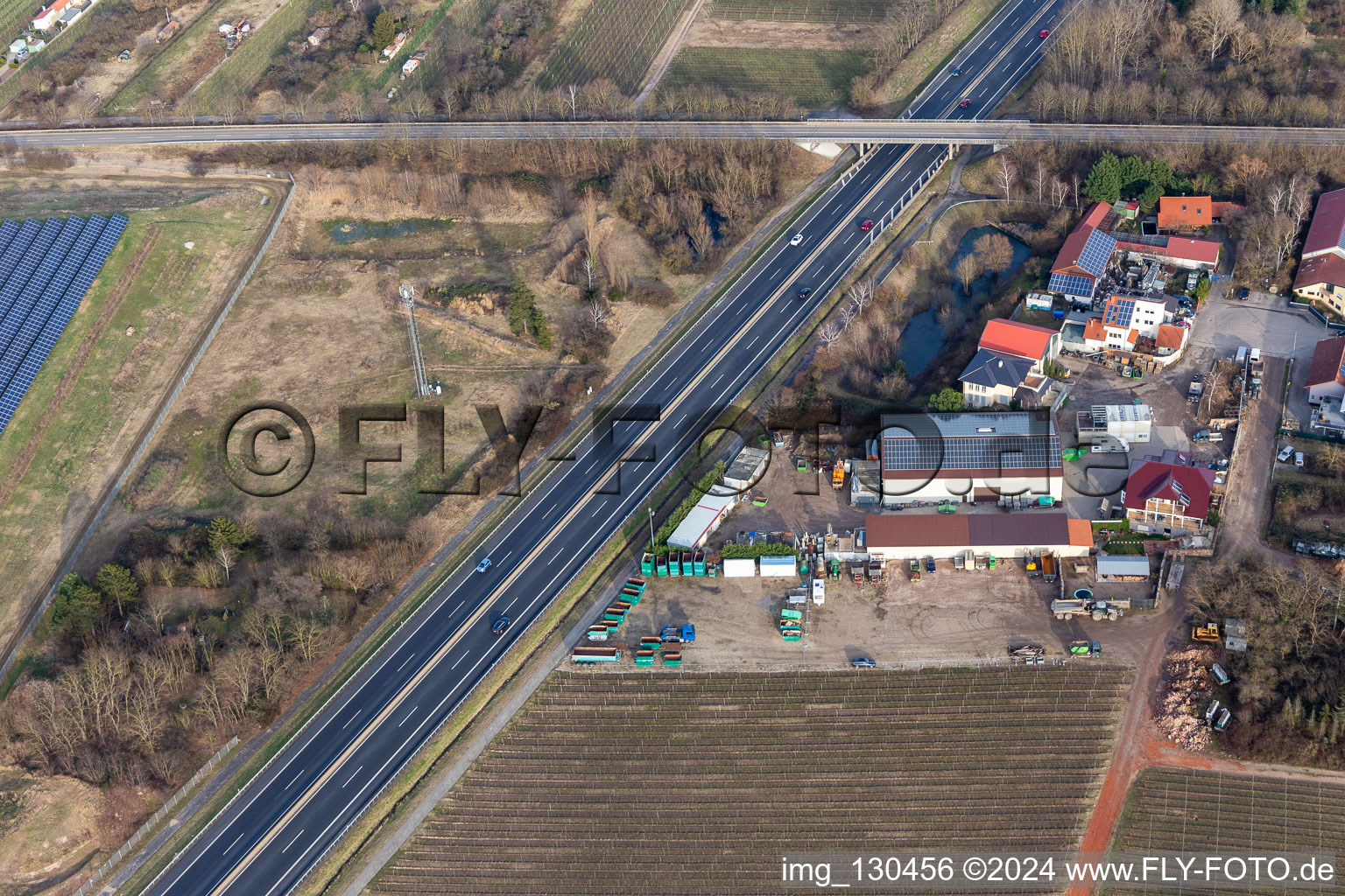 Aerial photograpy of Industrial estate In der Nauroth, GOWA industrial sound insulation in Ellerstadt in the state Rhineland-Palatinate, Germany