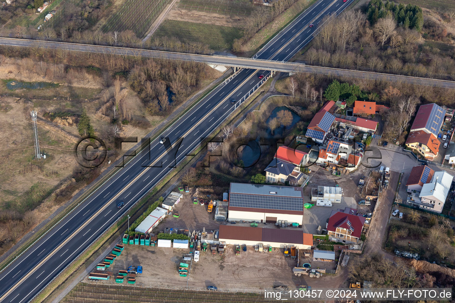 Oblique view of Industrial estate In der Nauroth, GOWA industrial sound insulation in Ellerstadt in the state Rhineland-Palatinate, Germany