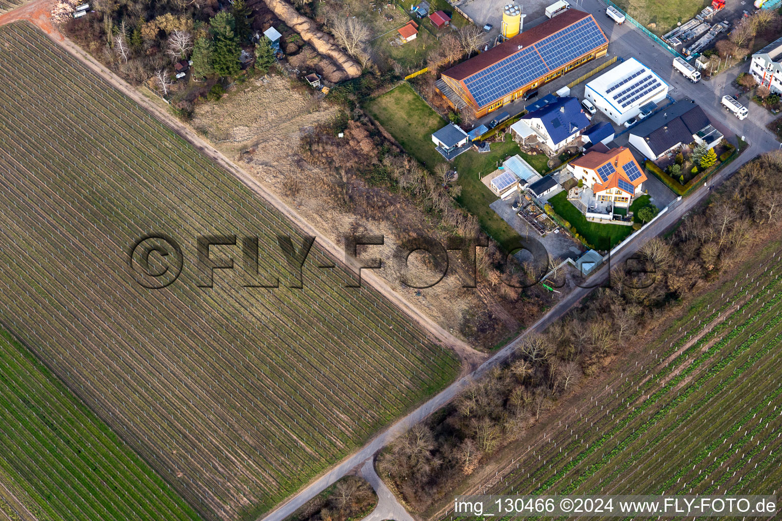 Aerial photograpy of Industrial area in Nauroth. HWP the furniture makers in Ellerstadt in the state Rhineland-Palatinate, Germany