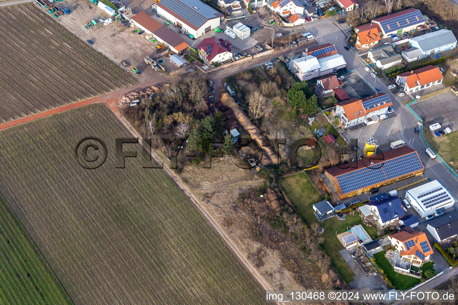 Commercial area In der Nauroth. Car tires Discount Lid in Ellerstadt in the state Rhineland-Palatinate, Germany