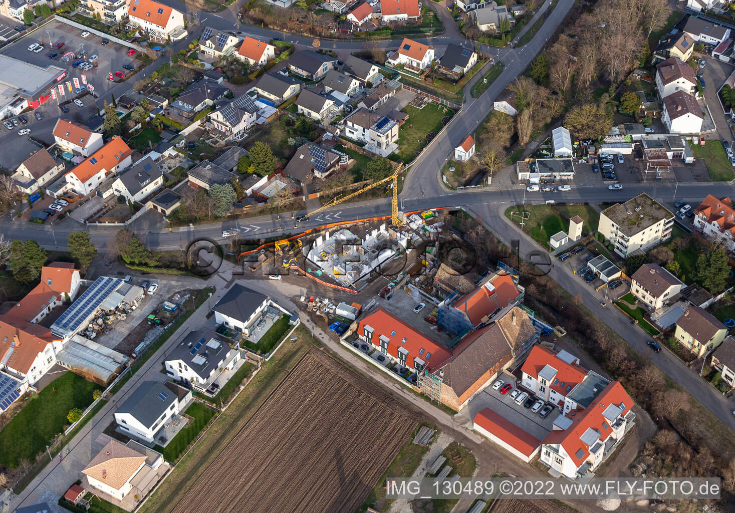 Mühltorstrasse-Maxdorfer Strasse construction site in Lambsheim in the state Rhineland-Palatinate, Germany