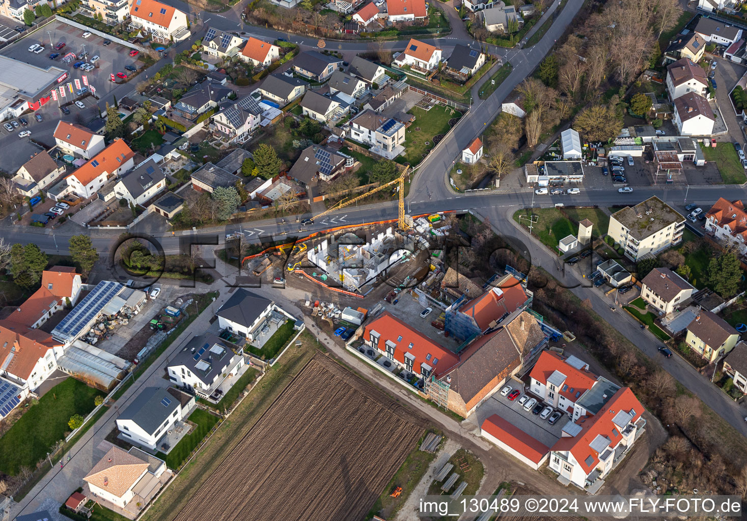 Construction site Mühltorstraße-Maxdorfer Straße in Lambsheim in the state Rhineland-Palatinate, Germany