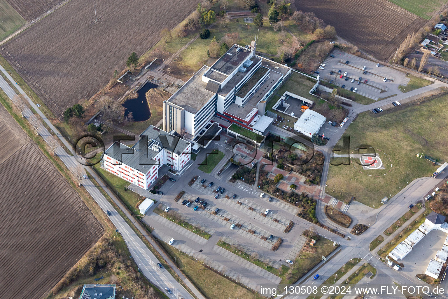 Aerial photograpy of City Clinic in Frankenthal in the state Rhineland-Palatinate, Germany