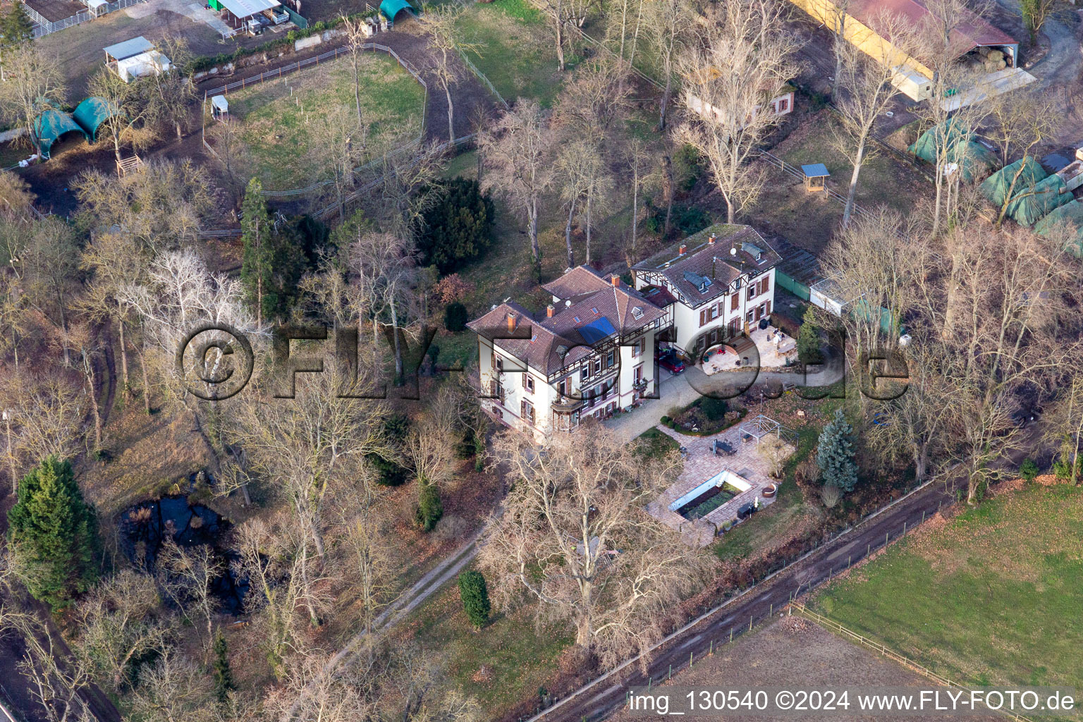 Oblique view of Petersau Estate in the district Mörsch in Frankenthal in the state Rhineland-Palatinate, Germany