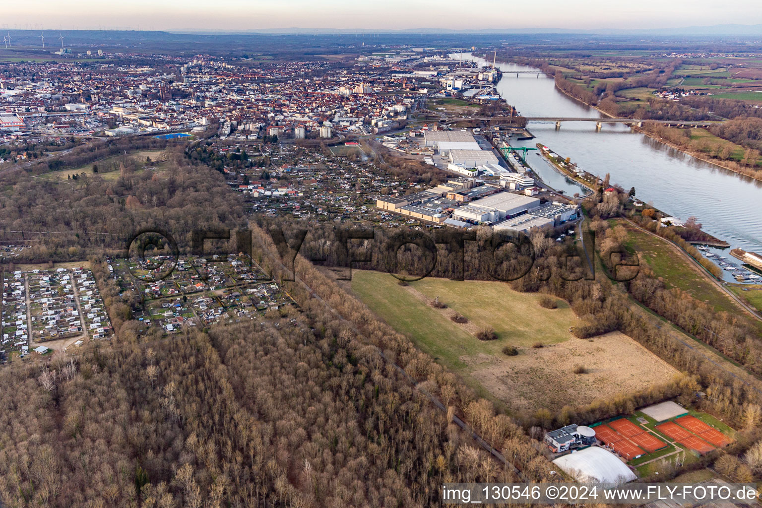 Woods behind the Bürgerweide tennis club in Worms in the state Rhineland-Palatinate, Germany