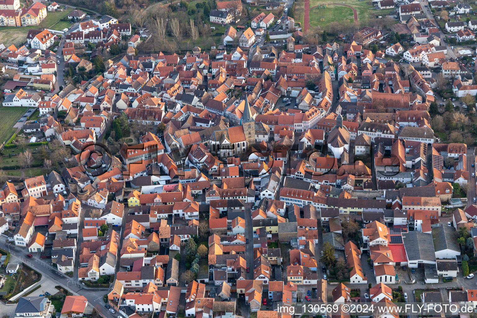 Drone recording of Freinsheim in the state Rhineland-Palatinate, Germany