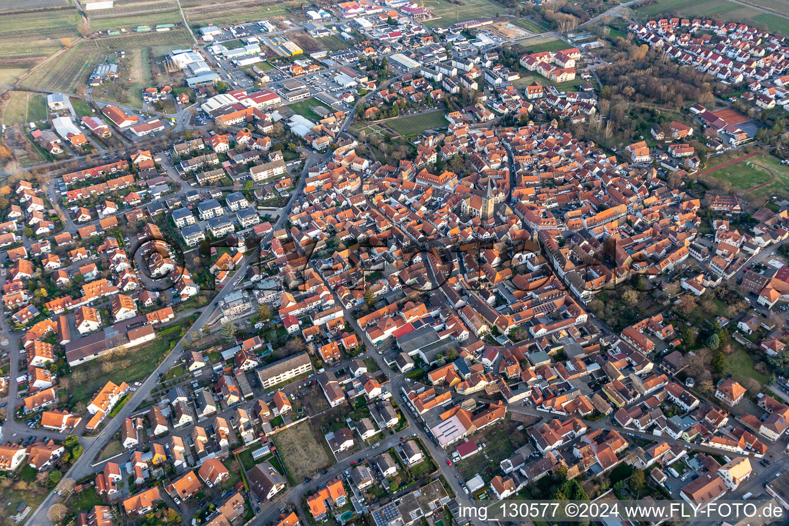 Freinsheim in the state Rhineland-Palatinate, Germany from a drone