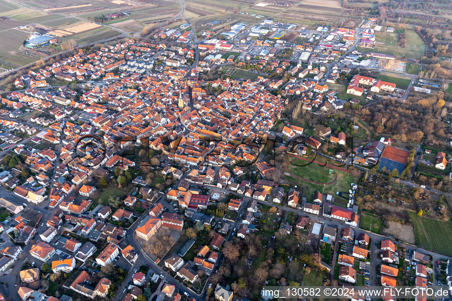 Freinsheim in the state Rhineland-Palatinate, Germany seen from a drone