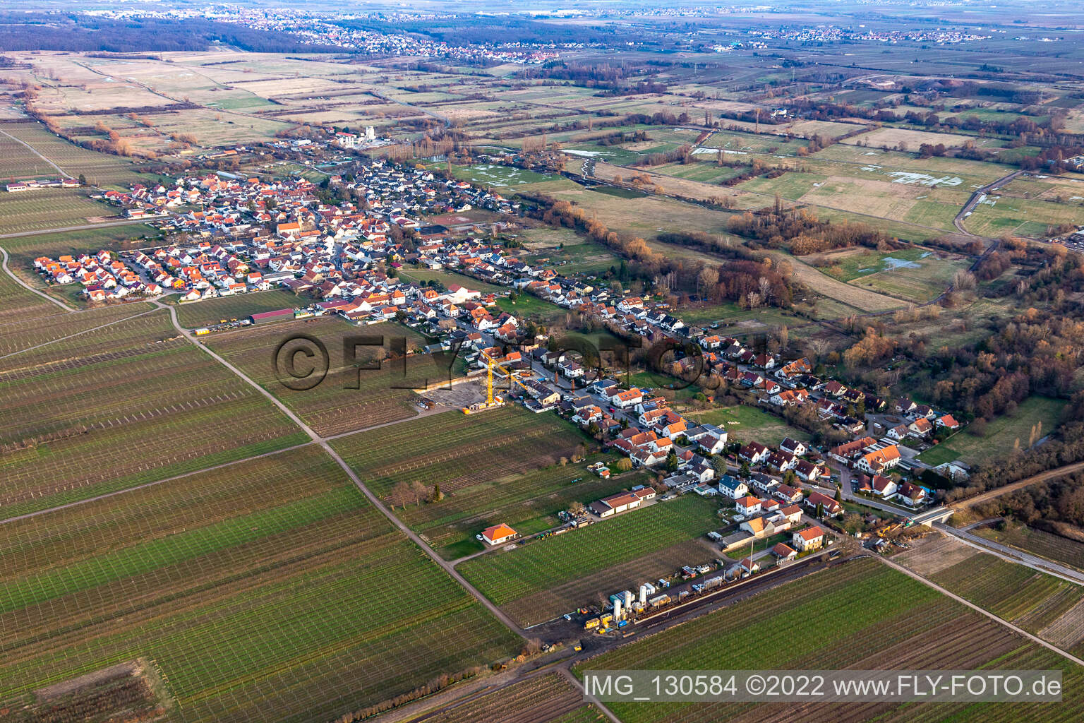 Erpolzheim in the state Rhineland-Palatinate, Germany seen from above