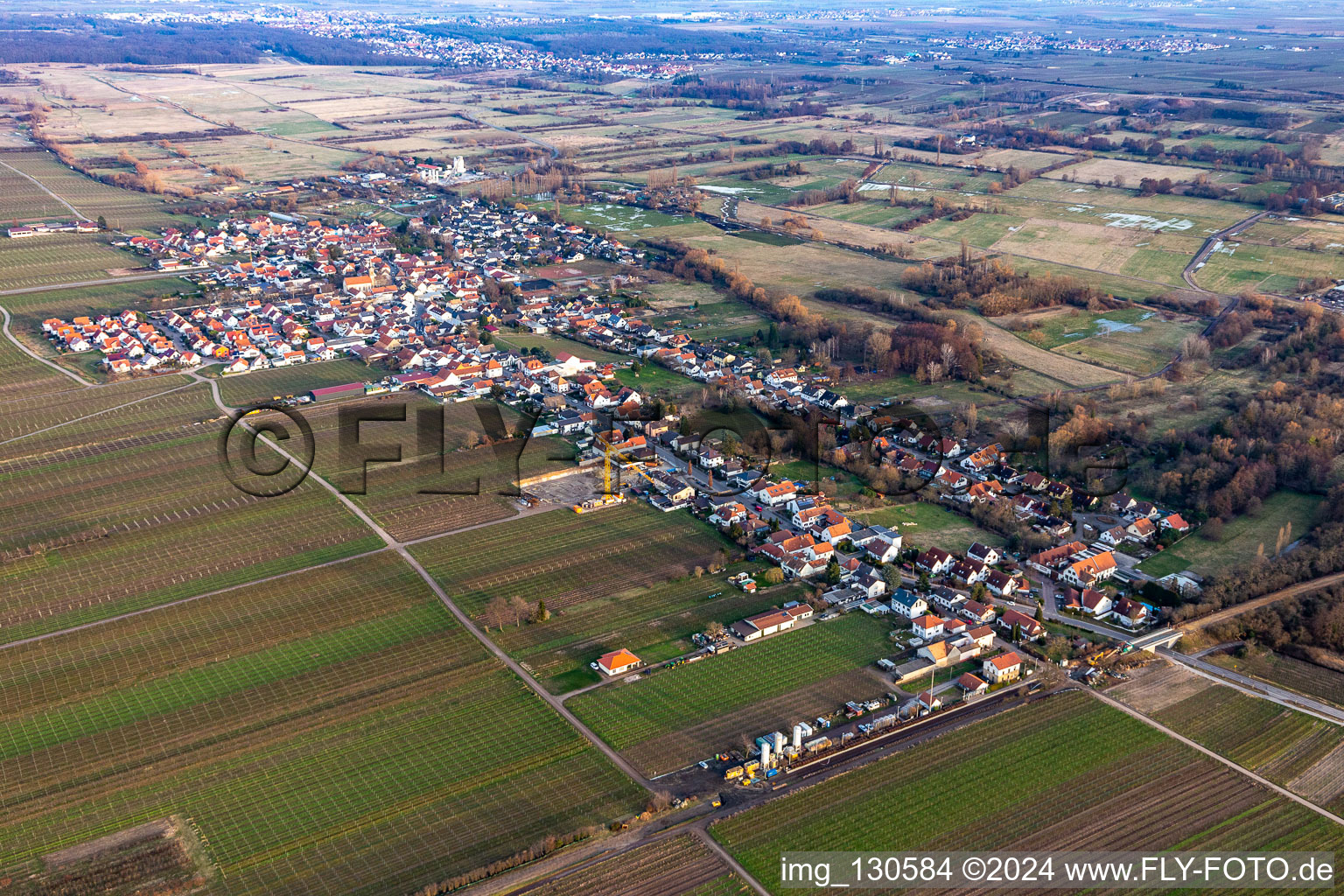 Erpolzheim in the state Rhineland-Palatinate, Germany seen from above