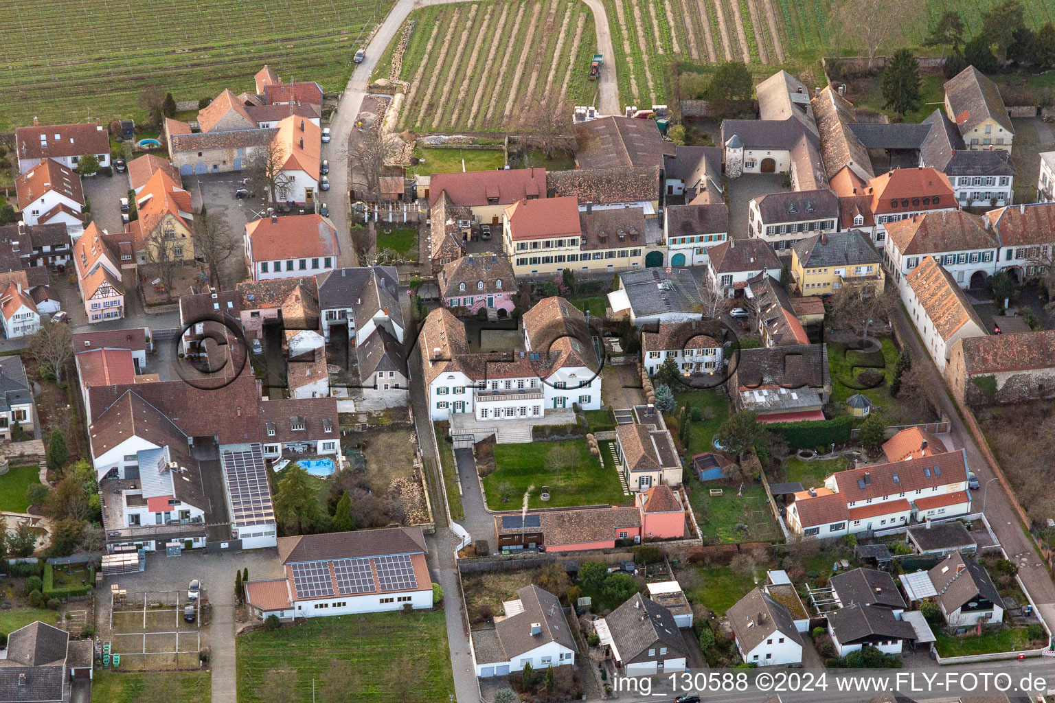 Aerial view of District Forst in Forst an der Weinstraße in the state Rhineland-Palatinate, Germany