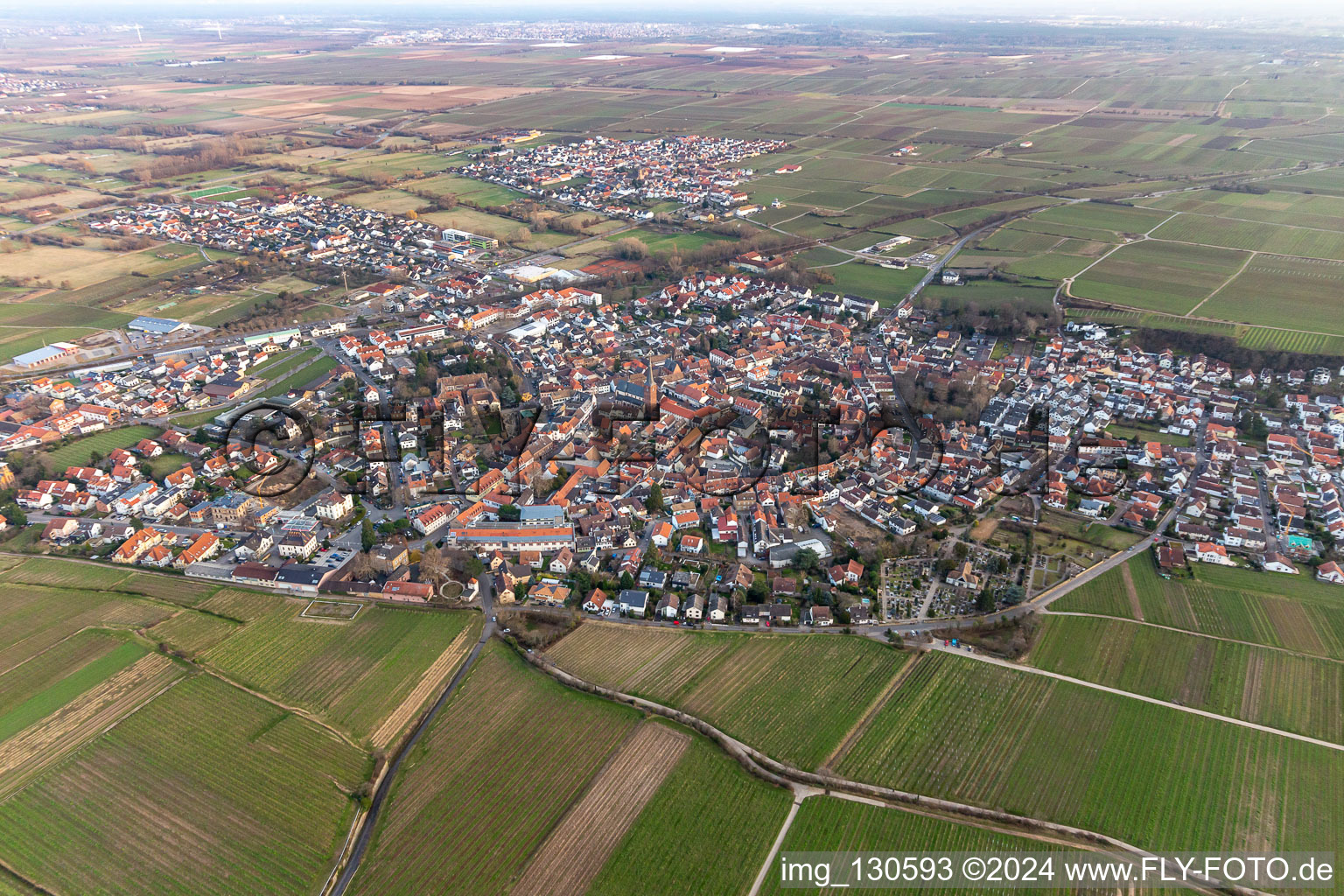 Drone image of Deidesheim in the state Rhineland-Palatinate, Germany