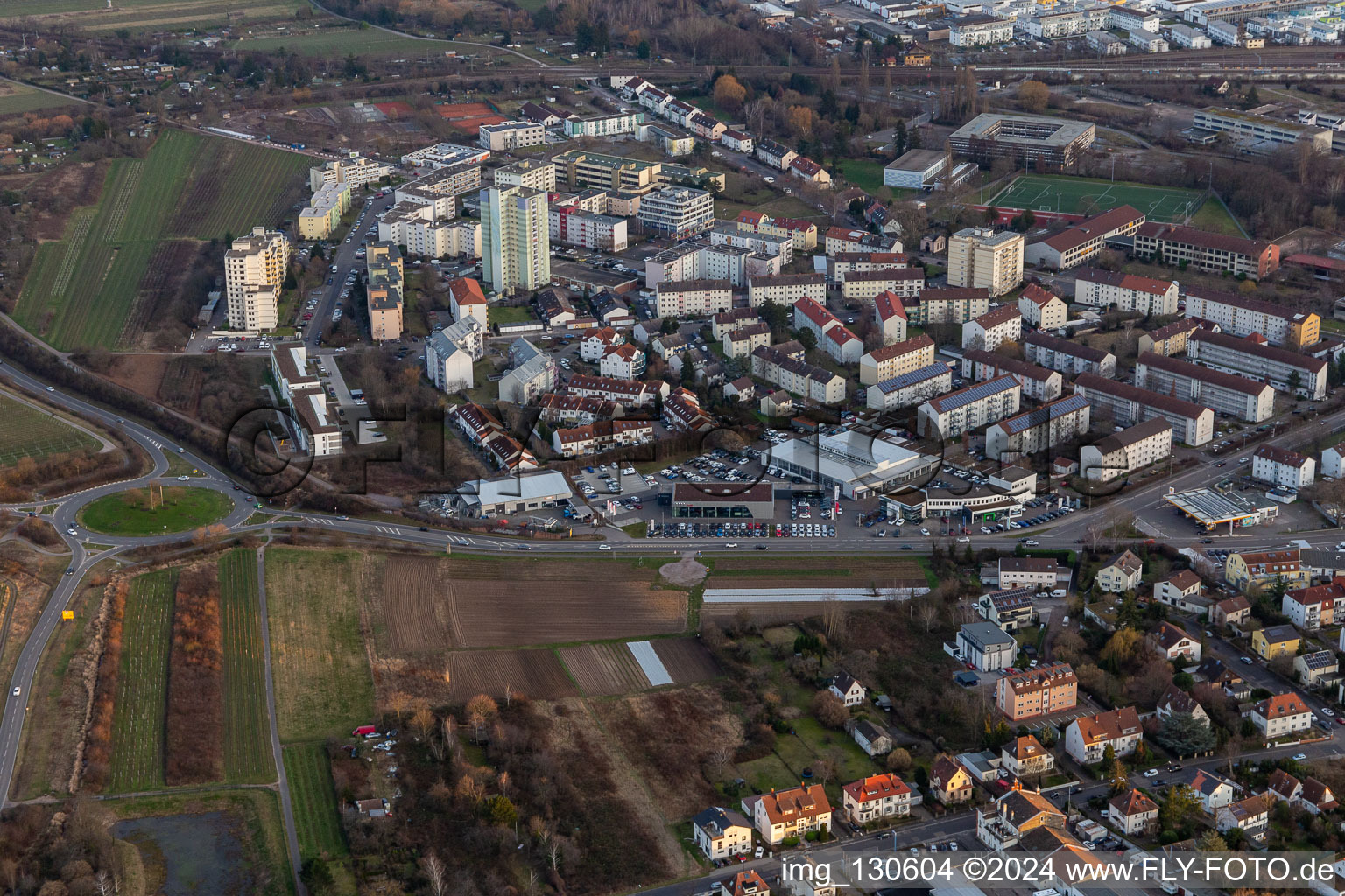 Neustadt an der Weinstraße in the state Rhineland-Palatinate, Germany seen from a drone