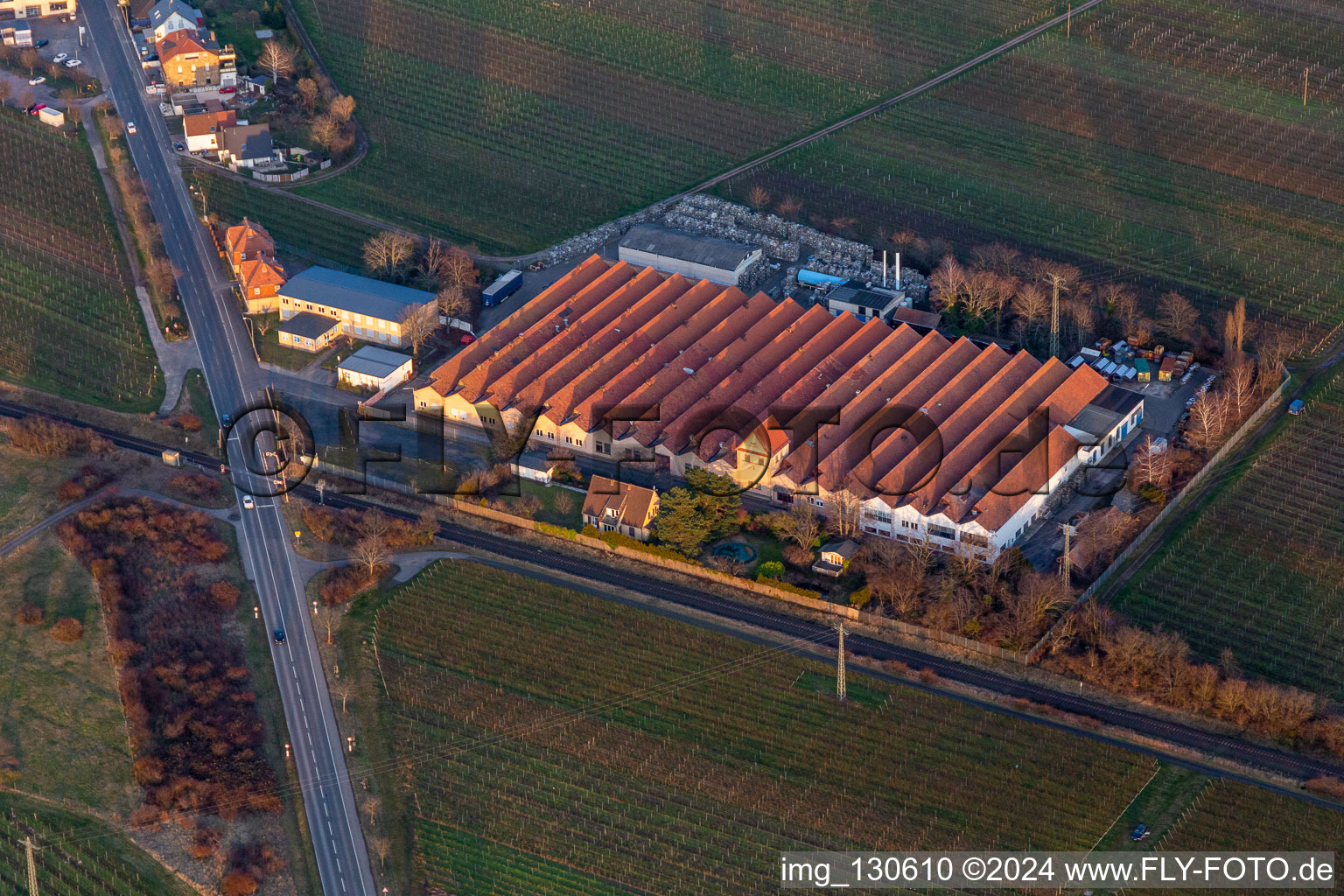 Aerial view of METALWORKS in the district Mußbach in Neustadt an der Weinstraße in the state Rhineland-Palatinate, Germany